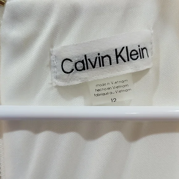 Calvin Klein White Ruffle Neck Mini Dress - Picture 2 of 4